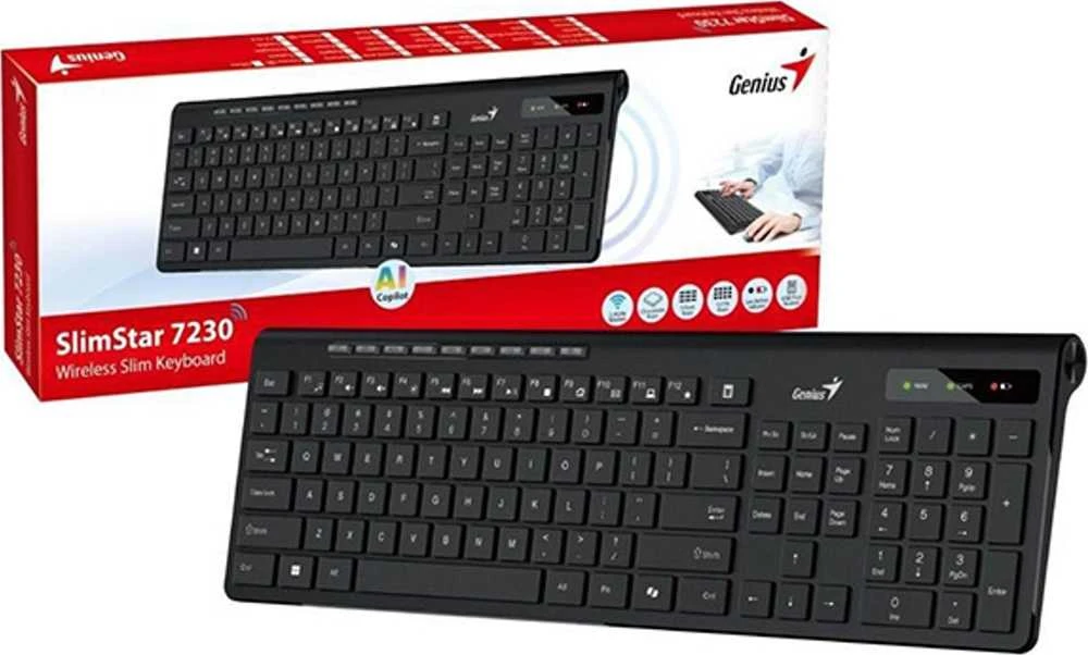 Genius Slimstar 7230 Copilot belaidė klaviatūra CZ/SK, juoda