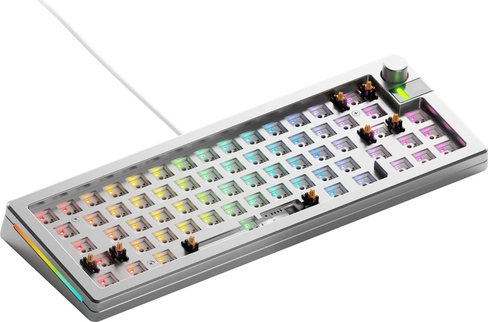 Glorious GMMK 3 Pro 65% Custom žaidimų klaviatūra – Barebone, ANSI išdėstymas, sidabro spalvos
