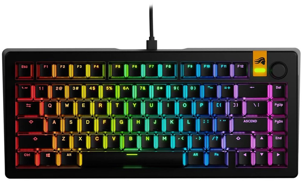 Glorious GMMK 3 HE 75 % Custom žaidimų klaviatūra – Pre-Built, ANSI US išdėstymas, Fox HE Switches, juodos spalvos