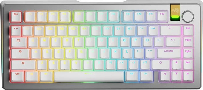 „Klaviatūra Glorious GMMK 3 Pro HE Wireless“ 75 % pritaikyta žaidimų klaviatūra – iš anksto surinkta, ANSI (JAV), „Fox HE Switches“, sidabrinė