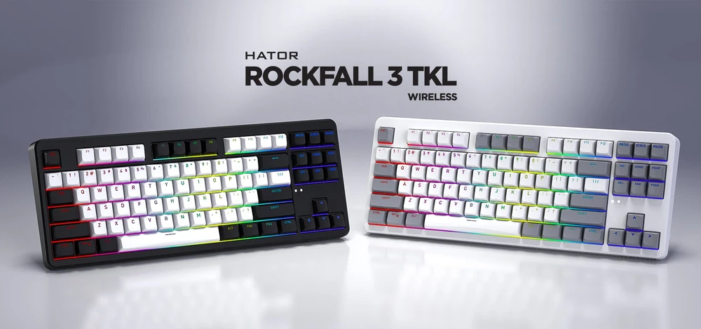 Oranžinis Klaviatūra žaidimams Hator Rockfall 3 HATOR Aurum Oranžinis Linear belaidė mechaninė su pašvietimu balta