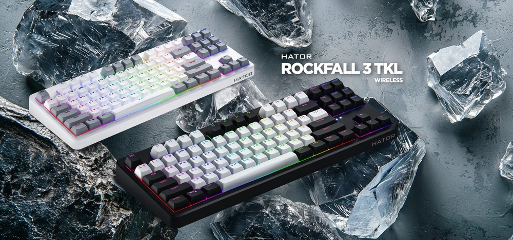 Oranžinis Klaviatūra žaidimams Hator Rockfall 3 HATOR Aurum Oranžinis Linear belaidė mechaninė su pašvietimu juoda