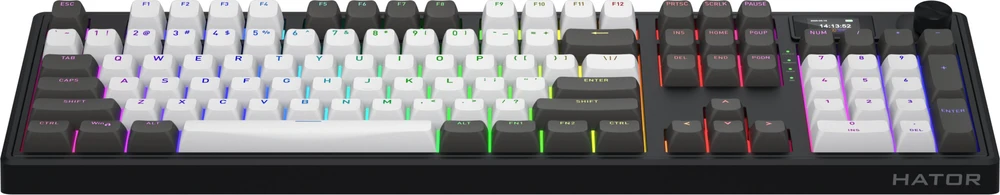 Klaviatūra žaidimams Hator Skyfall 100 PRO HATOR Aurum Vanila Silent linear belaidė mechaninė su pašvietimu szaro-juoda