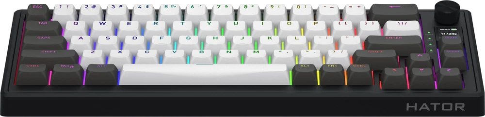Klaviatūra žaidimams Hator Skyfall 65 PRO HATOR Aurum Vanila Silent linear belaidė mechaninė su pašvietimu szaro-juoda
