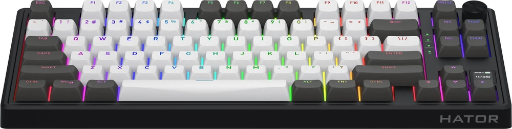 Klaviatūra žaidimams Hator Skyfall 80 PRO HATOR Aurum Vanila Silent linear belaidė mechaninė su pašvietimu szaro-juoda