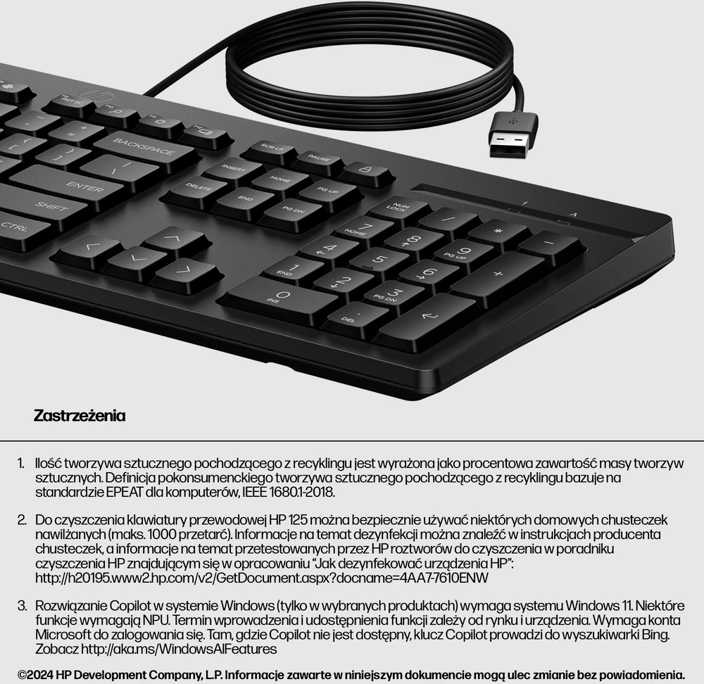 Hewlett Packard (HP) Klaviatūra HP 125 (266C9AA#ABU)