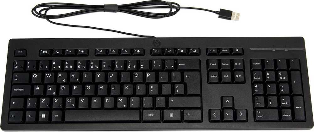 HP 125 laidinė klaviatūra, viso dydžio (100 %), laidinė, USB, membraninė, juoda