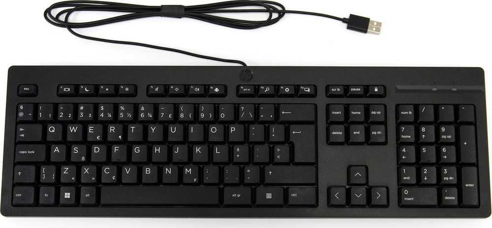 HP 125 laidinė klaviatūra, viso dydžio (100 %), laidinė, USB, membraninė, juoda