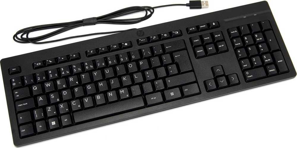 HP 125 laidinė klaviatūra, viso dydžio (100 %), laidinė, USB, membraninė, juoda