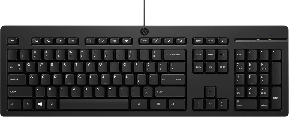 HP 125 laidinė klaviatūra, viso dydžio (100 %), laidinė, USB, juoda