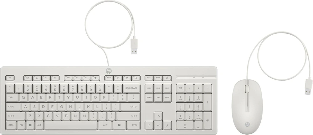 Klaviatūra Klaviatūros ir pelės rinkinys HP 225 su laidu Combo - QWERTZ - Baltas
