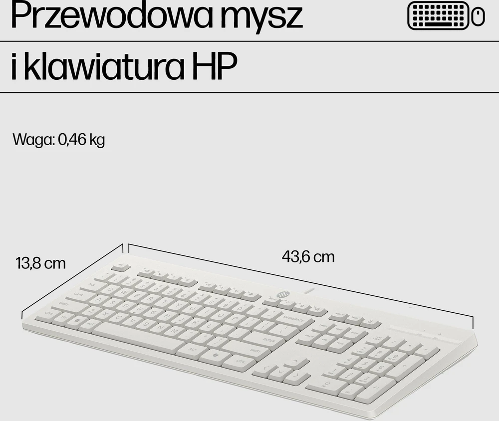 Klaviatūra Klaviatūros ir pelės rinkinys HP 225 su laidu Combo - QWERTZ - Baltas