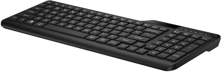 HP 475 dviejų režimų belaidė klaviatūra, pilno dydžio (100 %), belaidė, RF belaidė + „Bluetooth“, membraninė, juoda