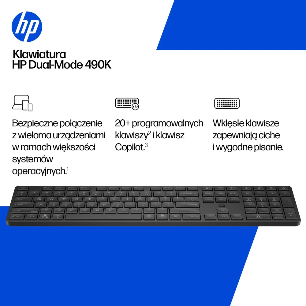 Hewlett Packard (HP) belaidė klaviatūra 490k multi-device dual mode - bd5f4aa#abb