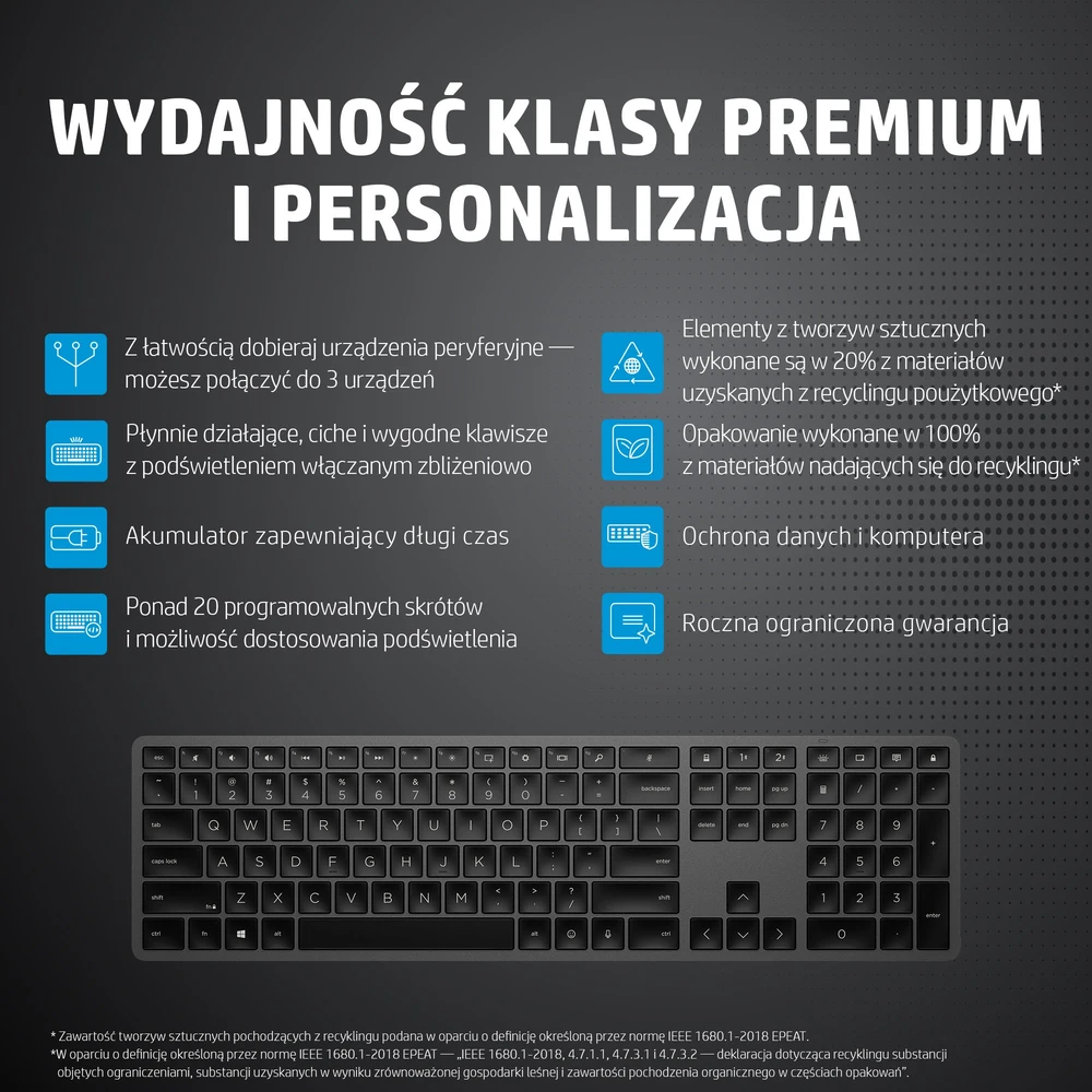 Klaviatūra HP 975 (975 USB+BT Dual Denmark)