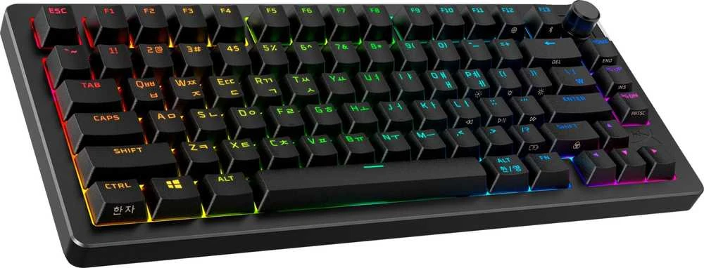 Klaviatūra „Hewlett Packard“ (HP) „HyperX Alloy Rise 75“ belaidės ausinės.