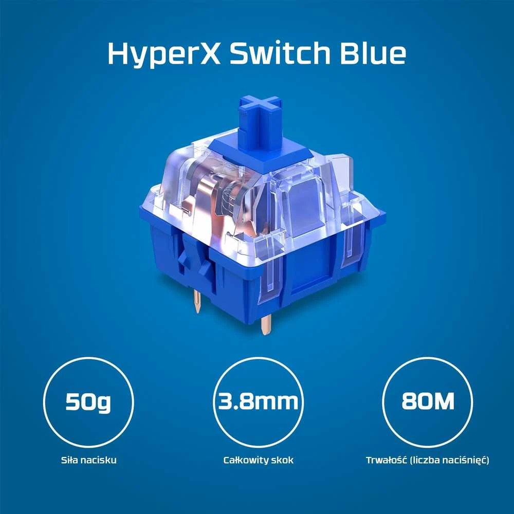 HyperX Alloy Origins Core PBT HX Mėlyna - mechaninė žaidimų klaviatūra