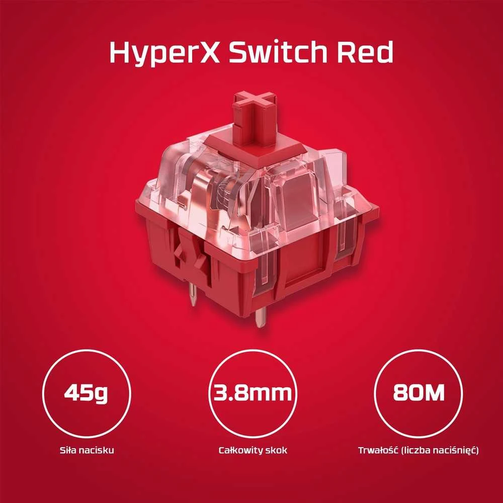 HyperX Alloy Origins Core PBT HX Mėlyna - mechaninė žaidimų klaviatūra