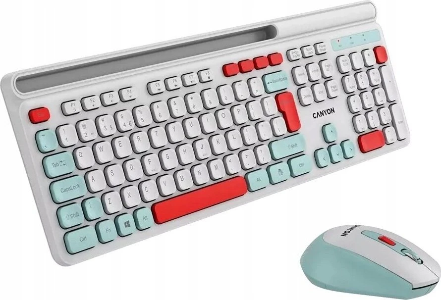 CANYON HSET-W5 EN Klaviatūra ir pelė AAA+AA Wireless Baltas