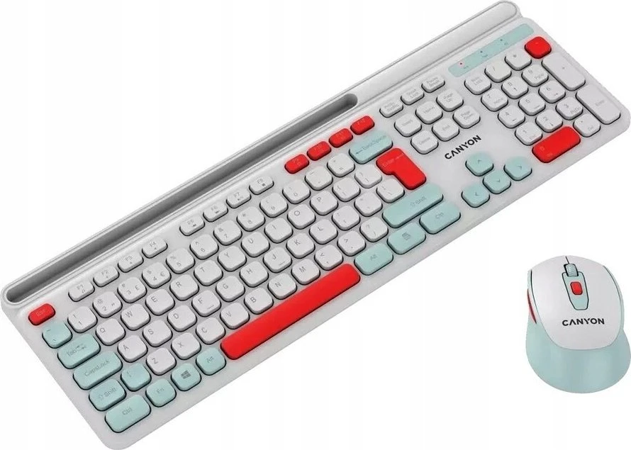 CANYON HSET-W5 EN Klaviatūra ir pelė AAA+AA Wireless Baltas