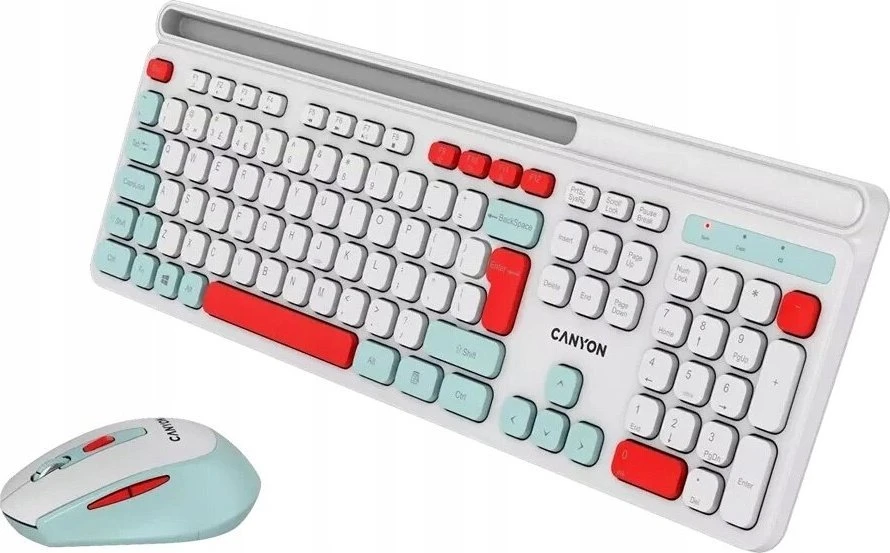 CANYON HSET-W5 EN Klaviatūra ir pelė AAA+AA Wireless Baltas