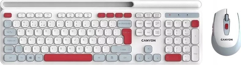 CANYON HSET-W5 EN Klaviatūra ir pelė AAA+AA Wireless Baltas