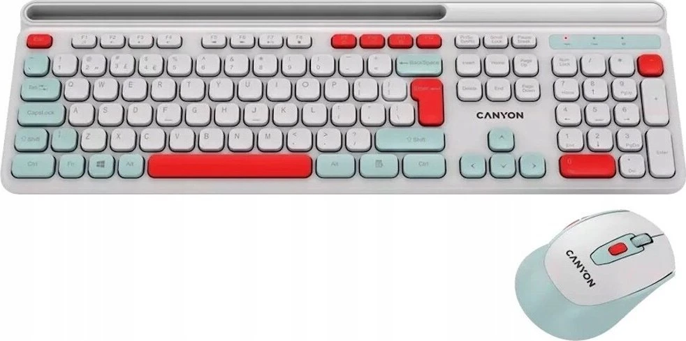 CANYON HSET-W5 EN Klaviatūra ir pelė AAA+AA Wireless Baltas