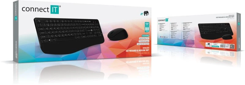 Klaviatūra ir pelė Connect IT CKM-7803-CS klaviatūra Dołączona myszka Biuro RF belaidė czeski słowacki juoda
