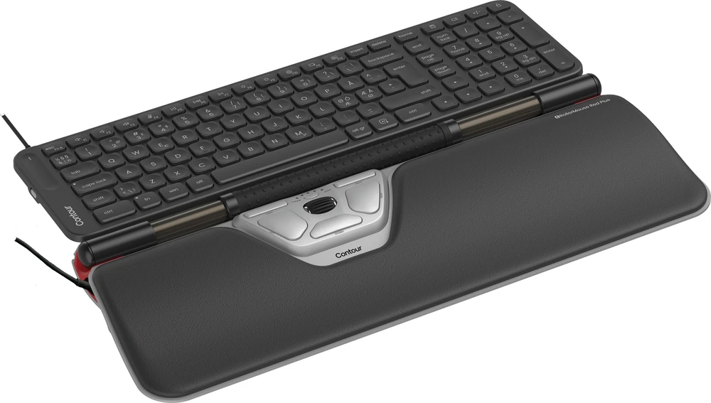 Klaviatūros ir pelės rinkinys Contour Design RollerMouse Raudona Plus & Balance Mid-Size klaviatūra Combo, su laidu, PN išdėstymas, su laidu, USB, Scissor tipo klavišų jungikliai, QWERTY, juoda, su pele (CDRED2021BALPN2160)
