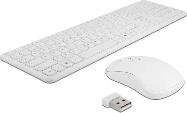 Klaviatūra Delock USB klaviatūros ir pelės rinkinys 2,4 GHz belaidė balta