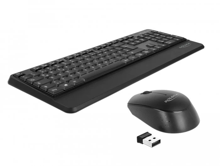 Klaviatūra ir pelė Delock belaidė 2.4 GHz QWERTZ Deutsch Juodas (12674)