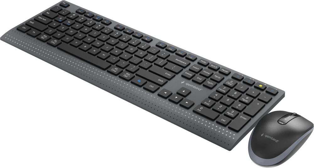 Klaviatūra Gembird KBS-WPS-02 Dual-mode slim wireless desktop set, 2.4G+BT, US išdėstymas