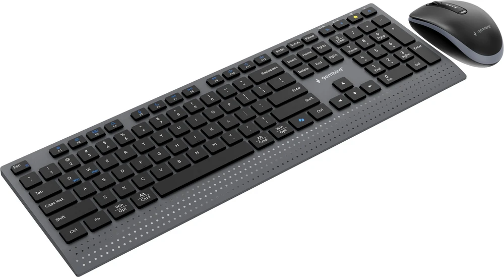 Klaviatūra Gembird KBS-WPS-02 Dual-mode slim wireless desktop set, 2.4G+BT, US išdėstymas
