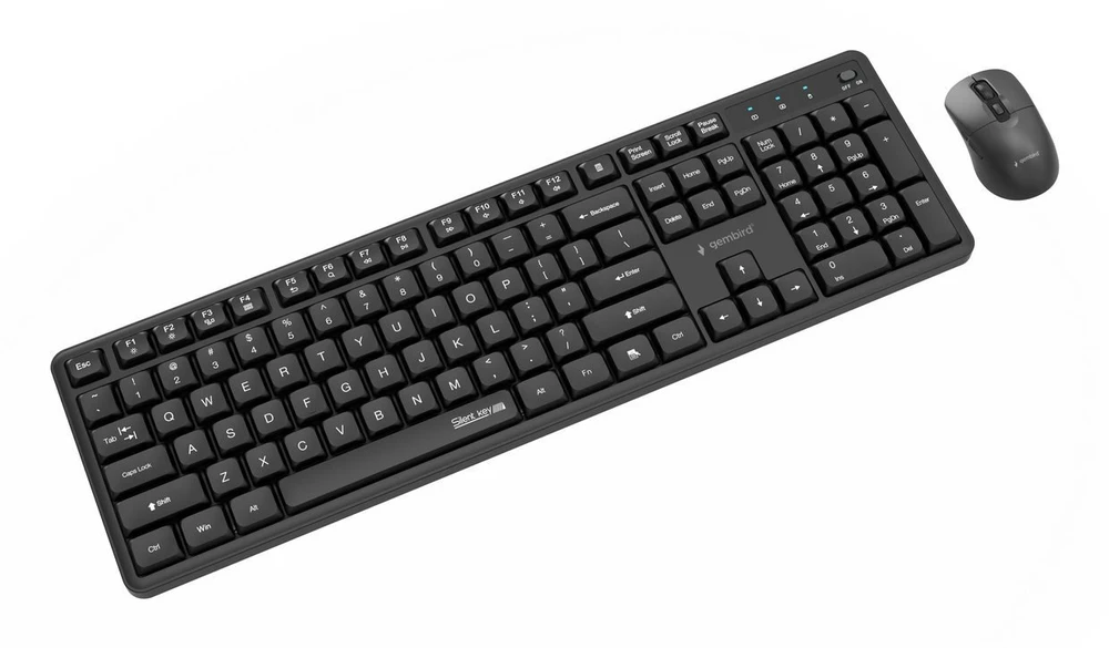 Klaviatūra Gembird KBS-WMS-01 Silent key Pro Business wireless desktop set, juodas, US išdėstymas
