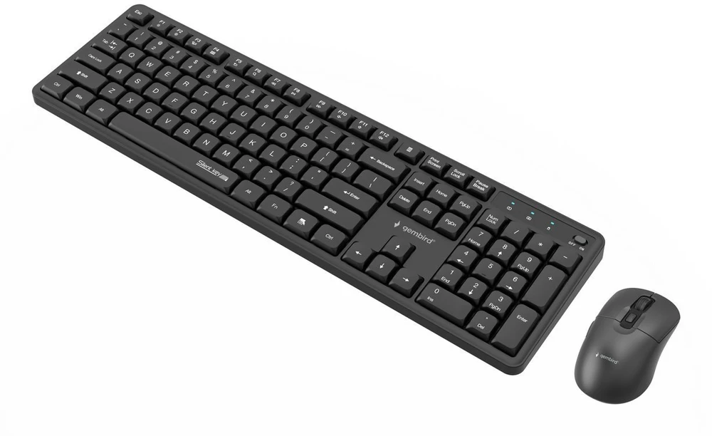 Klaviatūra Gembird KBS-WMS-01 Silent key Pro Business wireless desktop set, juodas, US išdėstymas