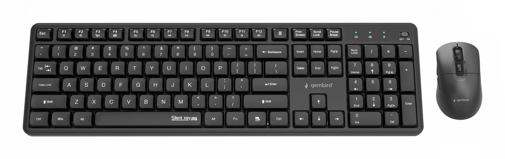 Klaviatūra Gembird KBS-WMS-01 Silent key Pro Business wireless desktop set, juodas, US išdėstymas