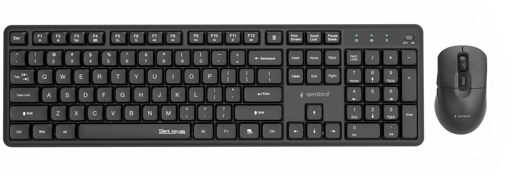 Klaviatūra Gembird KBS-WMS-01 Silent key Pro Business wireless desktop set, juodas, US išdėstymas