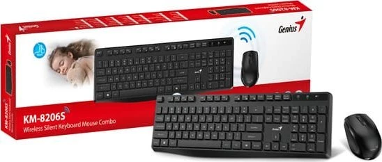 Genius KM-8206S COPILOT komplektas belaidė klaviatūra CZ/SK, juoda klasyczna, 2.4 [Ghz]