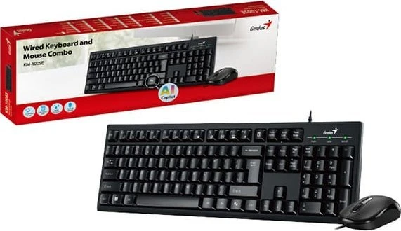 Genius KM-100SE COPILOT komplektas klaviatūra su laidu (USB) CZ/SK, juoda su optyczną myszką
