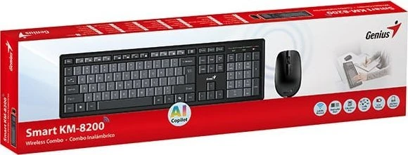 Klaviatūra ir pelė Genius Smart KM-8200 COPILOT Bezprzewodowy CZ/SK Juodai-pilka