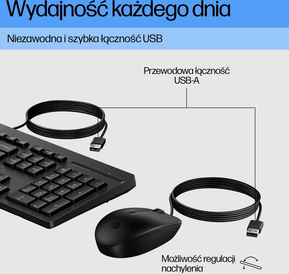Klaviatūra ir pelė Kit HP 225 su laidu QWERTZ