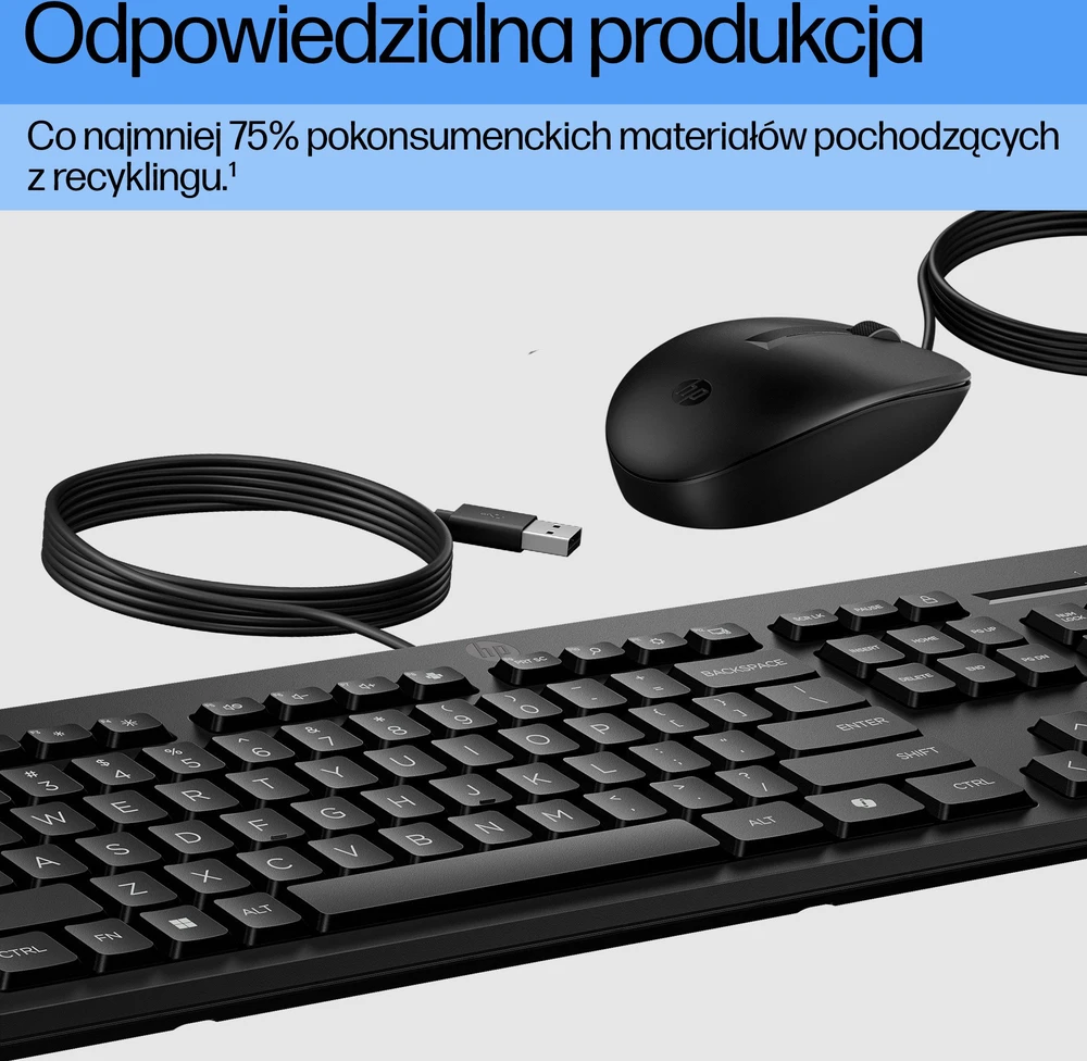 Klaviatūra ir pelė Kit HP 225 su laidu QWERTZ