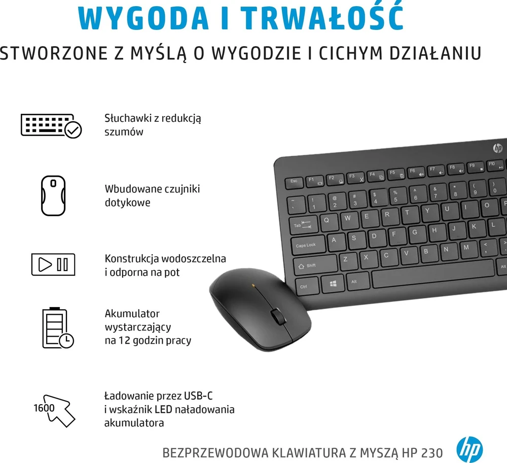 Klaviatūra ir pelė HP 230 (230 WL Pelė+KB COMBO WHT 230)