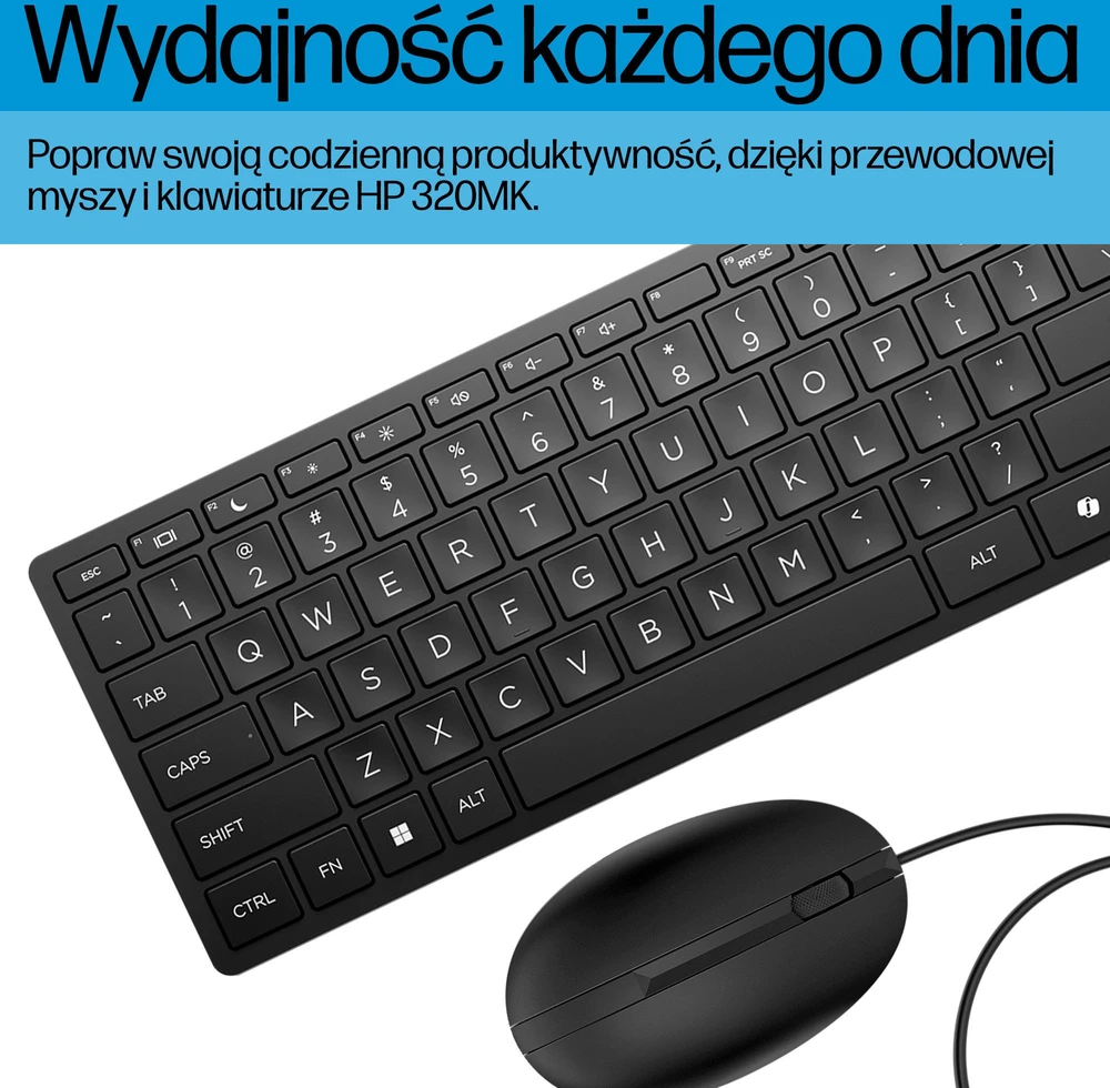 Klaviatūra HP 320MK CABLE KB + Pelė - COMBO #ABY DENMARK