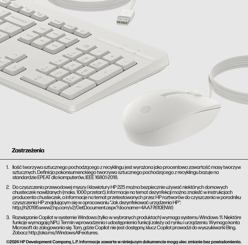 Klaviatūra ir pelė HP 225 Combo (AW5S6AA)