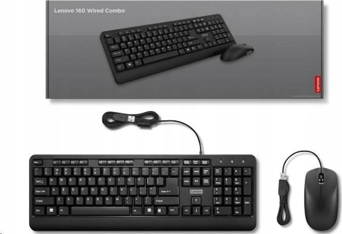 Lenovo | 160 Combo | Klaviatūra | su laidu | su pele | US | Juodas