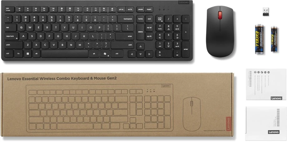Lenovo Essential Belaidis rinkinys Klaviatūra ir pelė Gen2 | Klaviatūros ir pelės rinkinys | Wireless | su pele | Nordic | Juodas