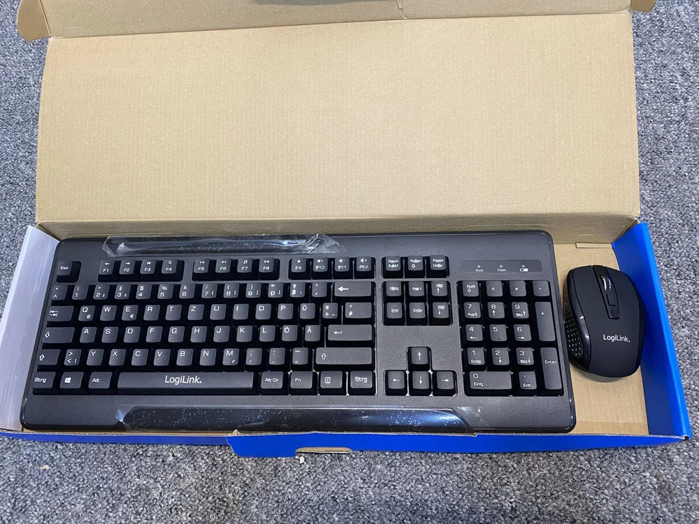 Klaviatūra ir pelė LogiLink 2,4GHz Funk ComboSet 1000DPI Juodas (ID0194)