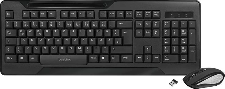 Klaviatūra ir pelė LogiLink 2,4GHz Funk ComboSet 1000DPI Juodas (ID0194)