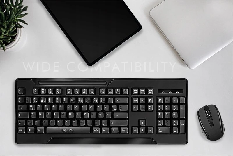 Klaviatūra ir pelė LogiLink 2,4GHz Funk ComboSet 1000DPI Juodas (ID0194)